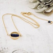 Load image into Gallery viewer, TN Lapis Oval Bar Necklace (Gold-filled)