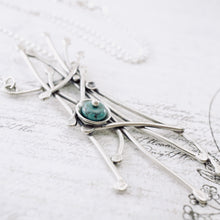Load image into Gallery viewer, AM - Whimsical Trellis Turquoise Garden Necklace (Sterling)