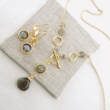 Load image into Gallery viewer, TN Natural Labradorite Orbit Earrings (Gold Vermeil)