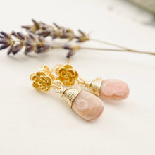 Load image into Gallery viewer, TN Rhodochrosite Flower Post Earrings (VM)