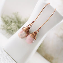 Load image into Gallery viewer, TN Rhodochrosite Long Drop Earrings (Copper)