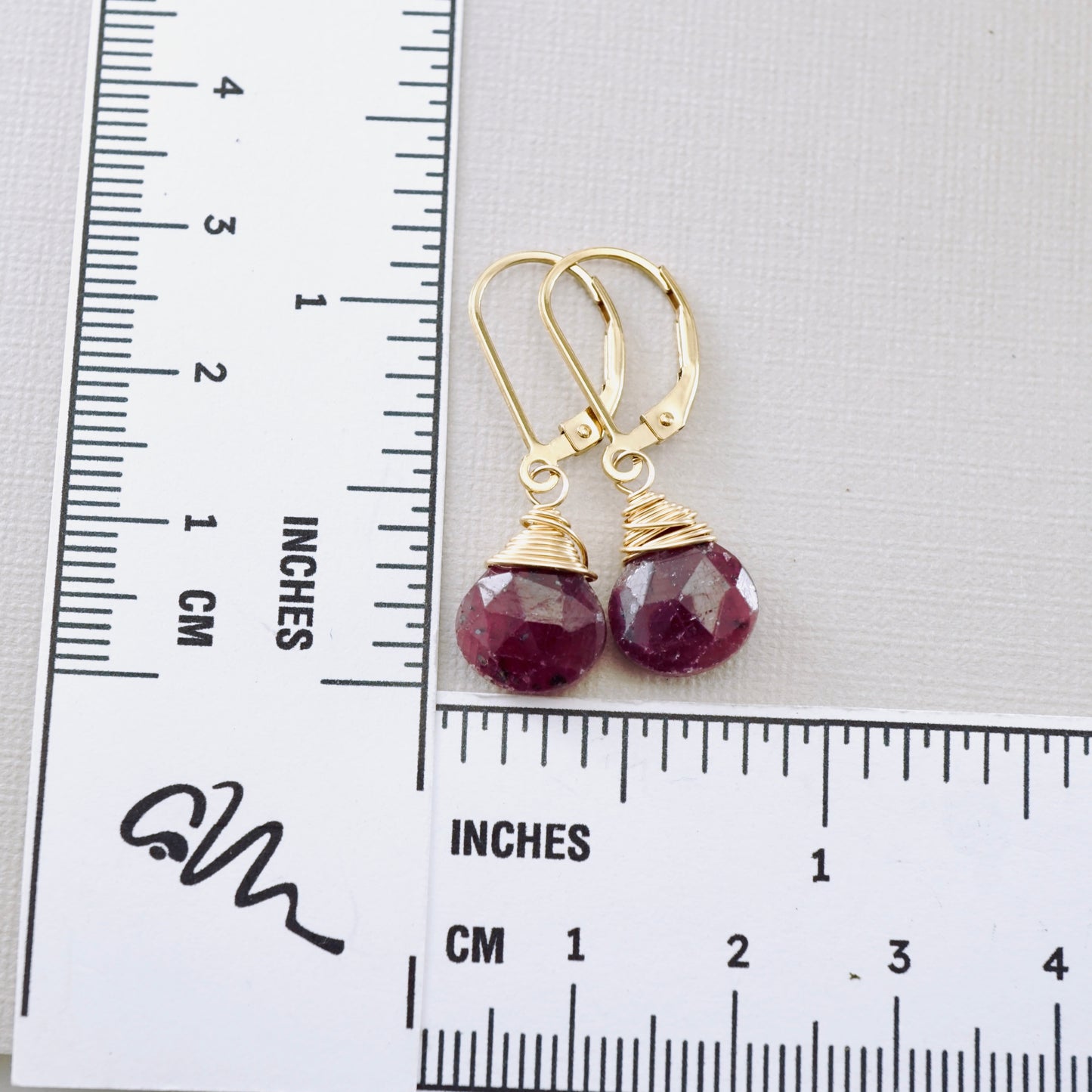 Ruby Faceted Drop Earrings