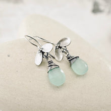 Load image into Gallery viewer, TN Ladybug Green Chalcedony Earrings (SS)