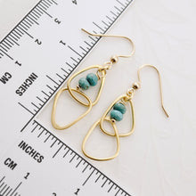 Load image into Gallery viewer, TN Double Triangle Turquoise Hoop Earrings (GF)
