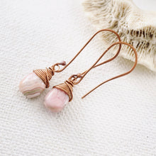 Load image into Gallery viewer, TN Rhodochrosite Long Drop Earrings (Copper)