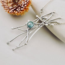 Load image into Gallery viewer, AM - Whimsical Trellis Turquoise Garden Necklace (Sterling)