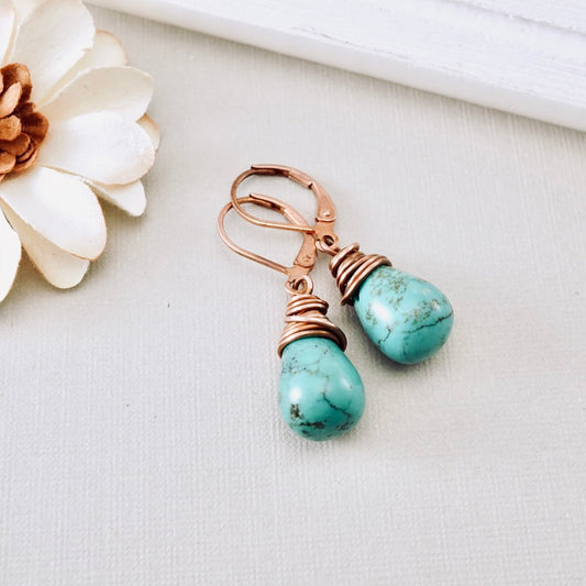 Natural Turquoise Drop Earrings