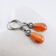 Load image into Gallery viewer, TN Petite Carnelian Drop Earrings (gunmetal)