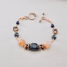 Load image into Gallery viewer, TN Dumortierite Mexican Sun Chandelier Earrings (Copper)