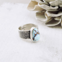 Load image into Gallery viewer, AM – Golden Hill Turquoise Silver Dust Ring (SS) (Size: 7)