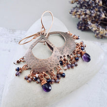 Load image into Gallery viewer, TN Amethyst Chandelier Earrings (Copper)