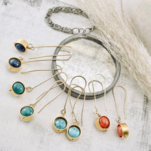 Load image into Gallery viewer, TN Green Turquoise Globe Earrings (Gold-filled)