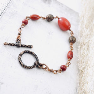 TN Jade and Coral Bracelet (Copper)