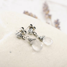 Load image into Gallery viewer, TN Petite Rose Quartz & Cz Post Earrings (SS)