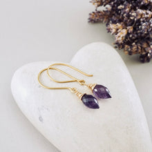 Load image into Gallery viewer, TN Amethyst Drop Earrings (Gold Vermeil)