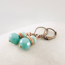 Load image into Gallery viewer, TN Green Quartz Turquoise Earrings (Copper)