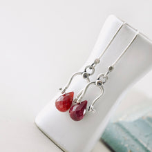 Load image into Gallery viewer, PS - Petite Swings Ruby Drop Earrings (Sterling Silver)