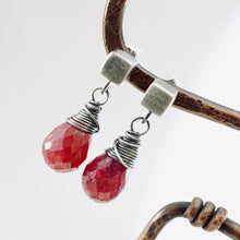 Load image into Gallery viewer, TN Petite Ruby Square Post Earrings (SS)