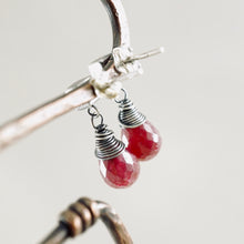 Load image into Gallery viewer, TN Petite Ruby Square Post Earrings (SS)