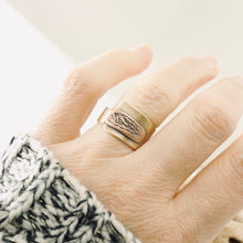 Load image into Gallery viewer, AM - Rings with a Voice - Feather Texture - Brass (Size 8)