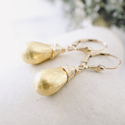 Brushed Vermeil Drop Earrings