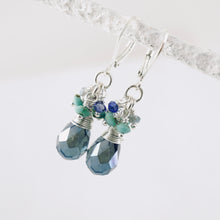 Load image into Gallery viewer, TN Blue Crystal & Turquoise Drop Earrings (SS)