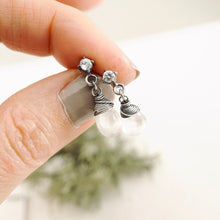 Load image into Gallery viewer, TN Petite Rose Quartz & Cz Post Earrings (SS)