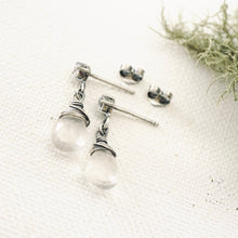 Load image into Gallery viewer, TN Petite Rose Quartz & Cz Post Earrings (SS)