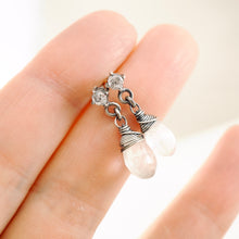 Load image into Gallery viewer, TN Petite Rose Quartz & Cz Post Earrings (SS)