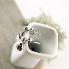 Load image into Gallery viewer, TN Petite Rose Quartz & Cz Post Earrings (SS)