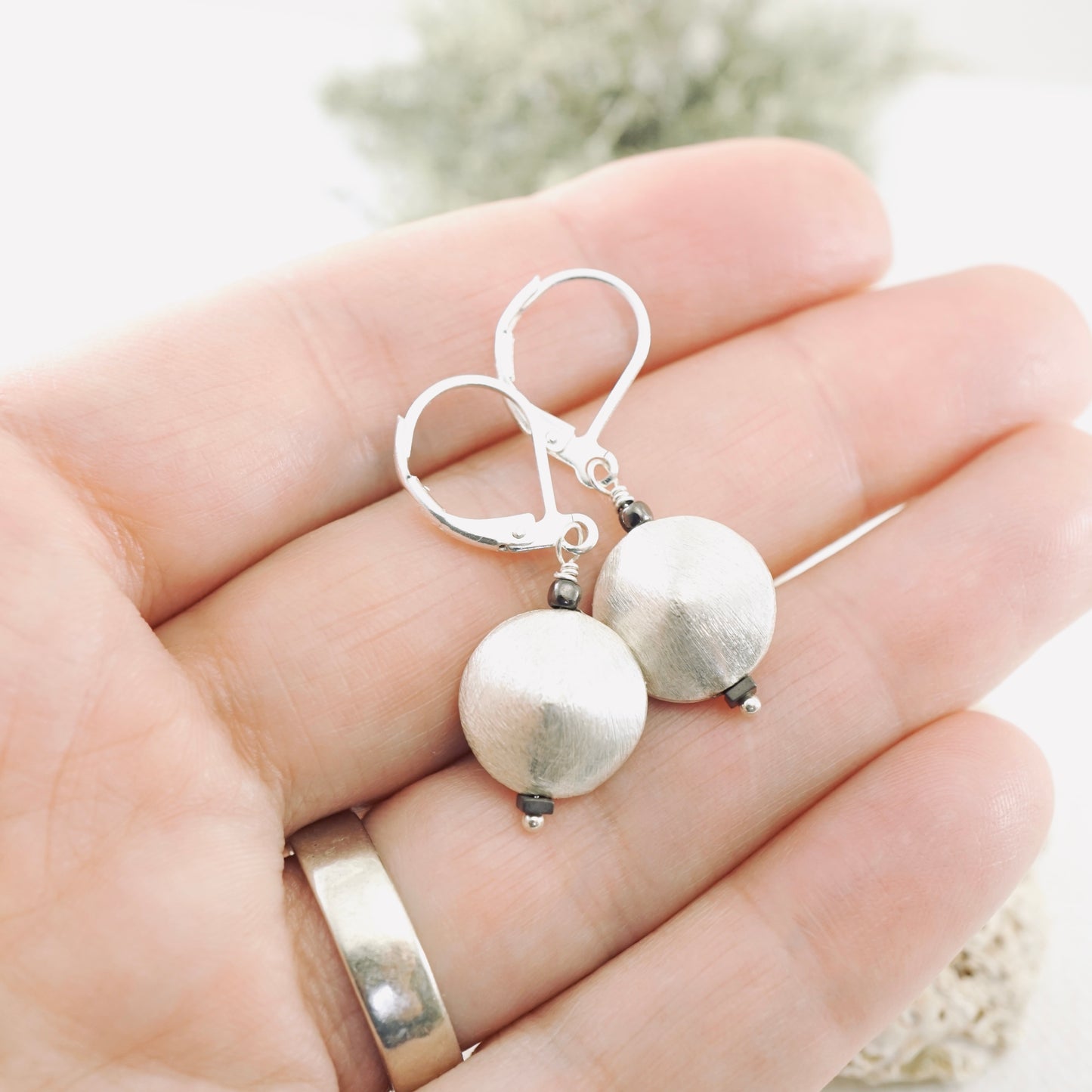 Brushed Hollow Bead Earrings