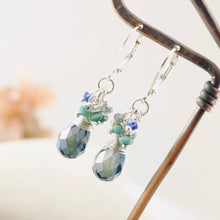 Load image into Gallery viewer, TN Blue Crystal & Turquoise Drop Earrings (SS)