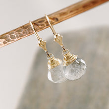 Load image into Gallery viewer, TN Moss Aquamarine Drop Earrings (Gold-filled)