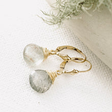 Load image into Gallery viewer, TN Moss Aquamarine Drop Earrings (Gold-filled)