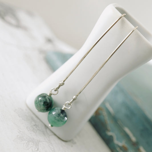 Long Burma Jade Earrings