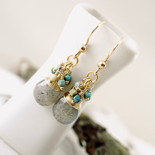 Labradorite and Turquoise Earrings