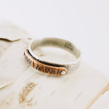 Load image into Gallery viewer, CD - Carpe Diem Riveted Copper & Silver Ring - Size 81/4 (Sterling & Copper)