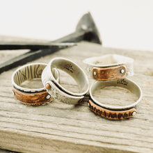Load image into Gallery viewer, CD - Carpe Diem Riveted Copper & Silver Ring - Size 81/4 (Sterling & Copper)