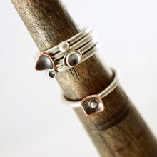Load image into Gallery viewer, Unique, artisan designed, handmade sterling silver and copper, closed band ring | Square Pods collection