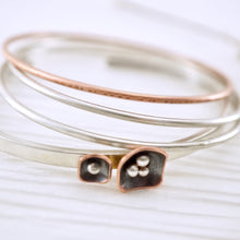 Load image into Gallery viewer, Unique, artisan designed, handmade sterling silver and copper cuff bracelet | Square Pods collection