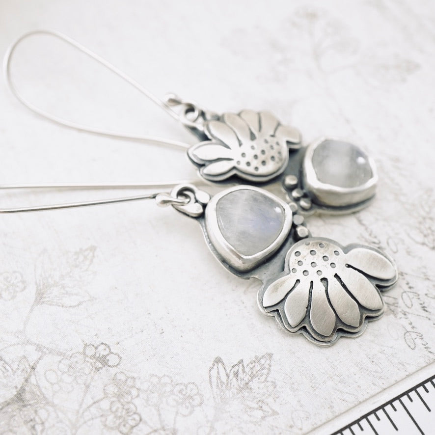 Handcrafted sterling silver nesting bowls earrings
