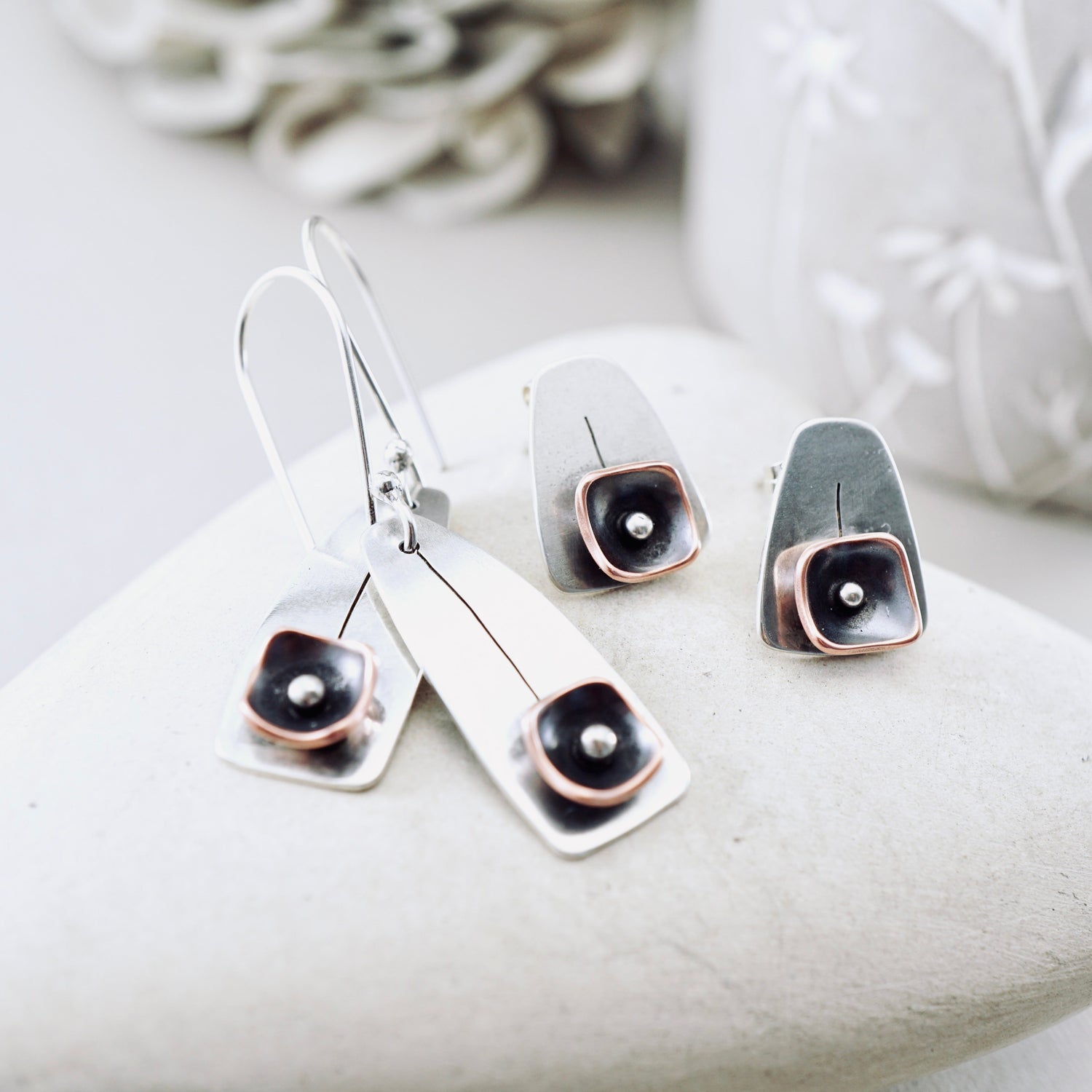 Handcrafted copper square pods bracelet