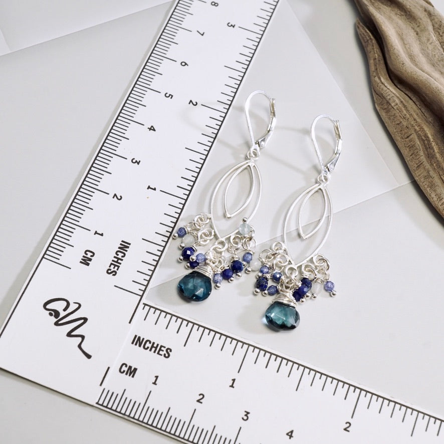 London Blue Topaz Marquise Chandelier Earrings