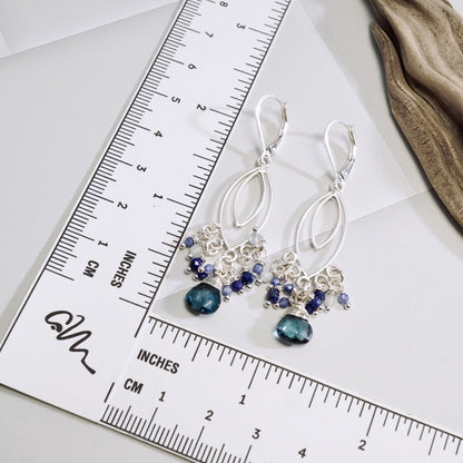 London Blue Topaz Marquise Chandelier Earrings