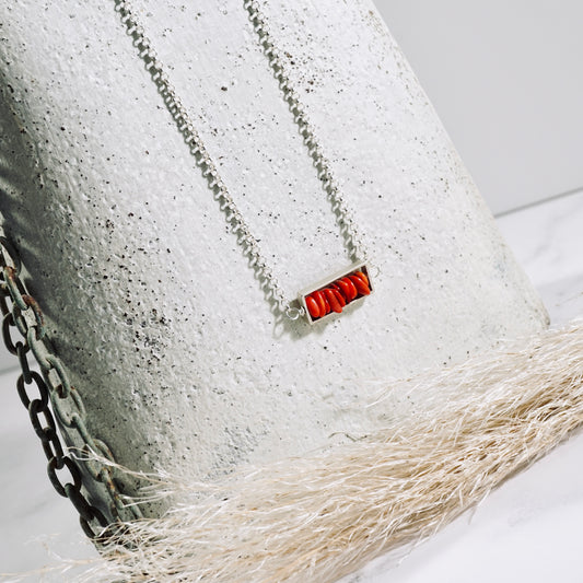 Coral Petite Bar Necklace