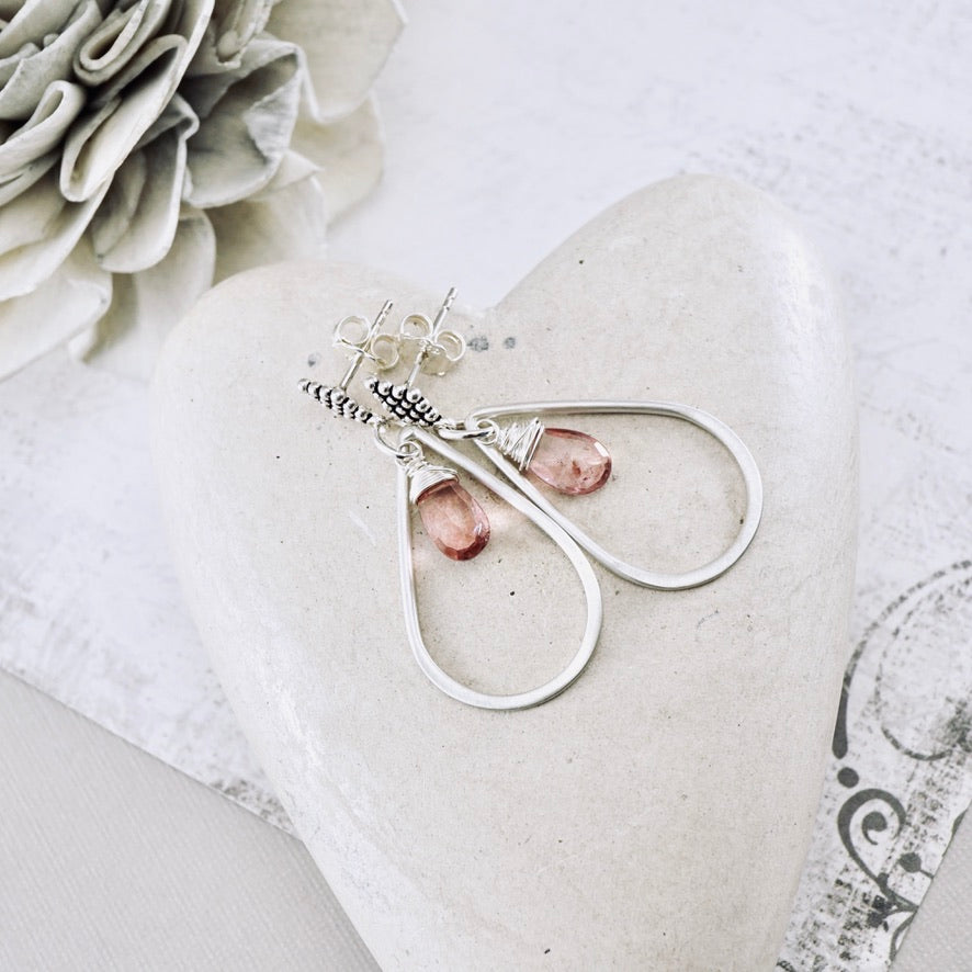 Mystic Pink Quartz Small Hoop Earrings (posts)