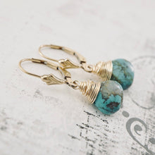 Load image into Gallery viewer, TN Natural Turquoise Petite Drop Earrings (GF)