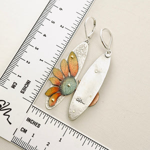 RH - Orange & Sage Sunflower Earrings (SS) CUSTOM ORDER