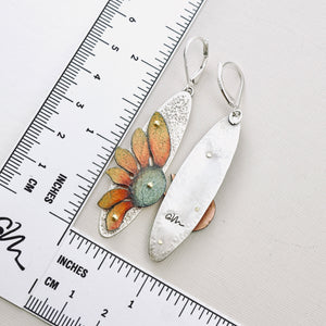 RH - Wildflower Oval Drop Earrings (Orange & Sage) - CUSTOM ORDER