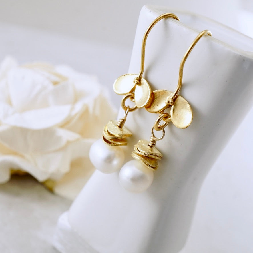Ladybug Pearl Drop Earrings
